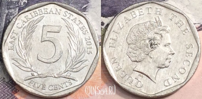 Восточные Карибы 5 центов 2015 года, KM# 36, a085-020