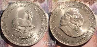 ЮАР (Южная Африка) 50 центов 1963 года, Ag, KM# 62