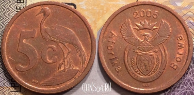 ЮАР 5 центов 2005 года, KM# 291, 138-010