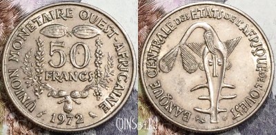 Западная Африка 50 франков 1972 года, KM# 6, 130-116