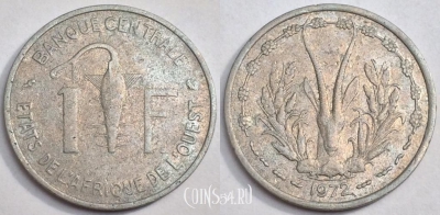 Западная Африка 1 франк 1972 года, KM# 3.1, 080-018b