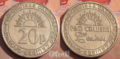 Жетон P&O Cruises Casinos 20 Pence Token, 105c-109